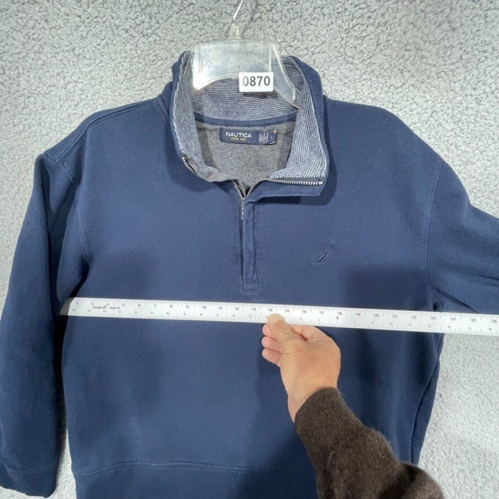 Nautica Sweater Womens Large Blue Quarter Zip Mock Neck Long Sleeve - Picture 4 of 16